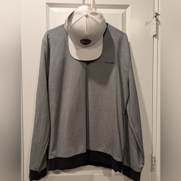 TravisMathew Men’s Golf V-Neck Pullover Gray Size L + Topgolf Hat NWT Bundle - Picture 7 of 11